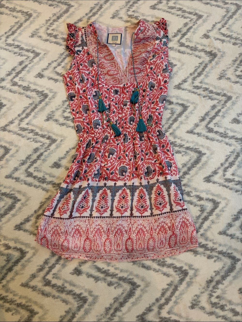Pink Paisley Tassel Coverup Dress